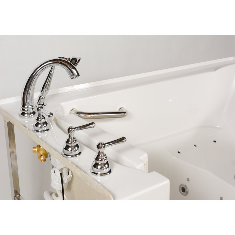 60'' x 30'' Fiberglass Bathtub with Faucet, Left, White
