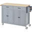 Chariot pour îlot de cuisine avec plateau en bois massif et roues verrouillables, largeur de 54,3 pouces, armoire à 4 portes et deux tiroirs, support à épices, porte-serviettes-881080138