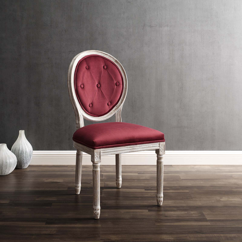 Chaise d'appoint capitonnée à dossier King Louis en noir / gris clair, Naturel, Velours marron performance