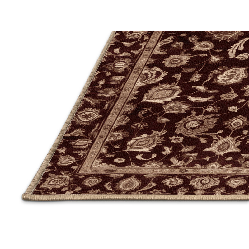 Tapis brun turc lavable à la machine, Rond 7 pi