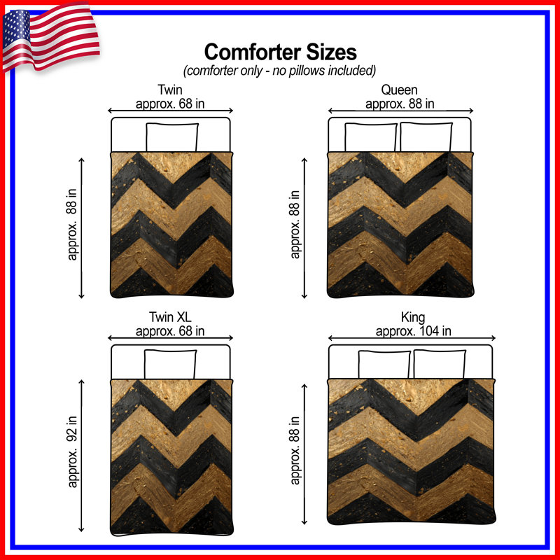 Gold Black Chevron Comforter, Twin
