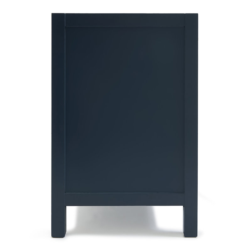 Cambridge 60'' W Single Bathroom Vanity Base, Midnight Blue, Satin Brass