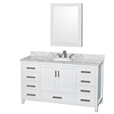 Ensemble de meuble-lavabo simple 60 po avec dessus en marbre et armoire à pharmacie Sheffield
