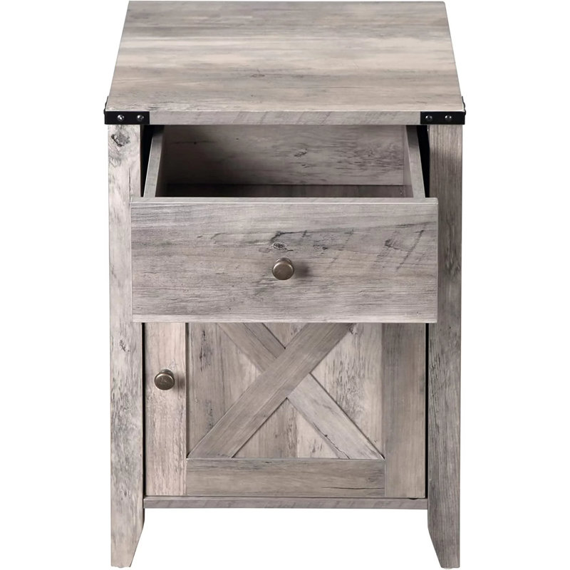 Kunkle Farmhouse Manufactured Wood Nightstand, Gray, Set of 2