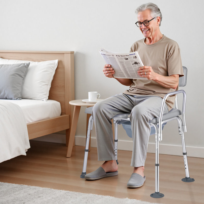 4-in-1 Bedside Commode Chair Raised Toilet Seat 500 lbs Adjustable Height