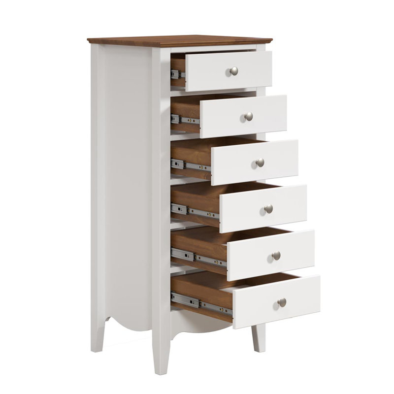 Delrick 6 Drawer 50Cm W Tallboy, White/Brown