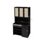 Buffet de cuisine moderne, hauteur 71,24 po, noir, 3 portes, tablettes réglables, compartiment pour micro-ondes et armoire de style style noir, hauteur, avec tablettes