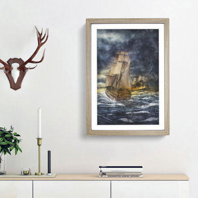 Naval Battle Ship at War - Picture Frame Graphic Art Print