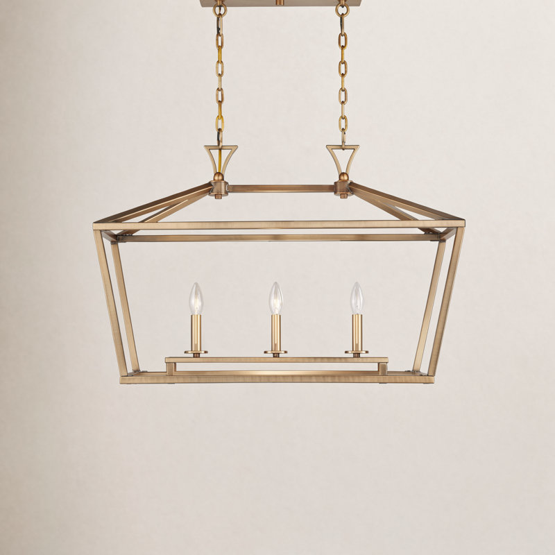Hastings 3-Light Dimmable Geometric Linear Pendant, Warm Brass