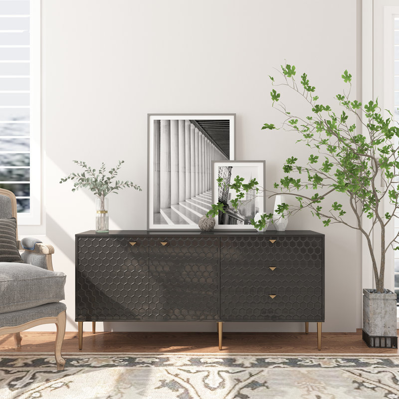 Buffet 60 po avec 3 tiroirs Derrico, Noir