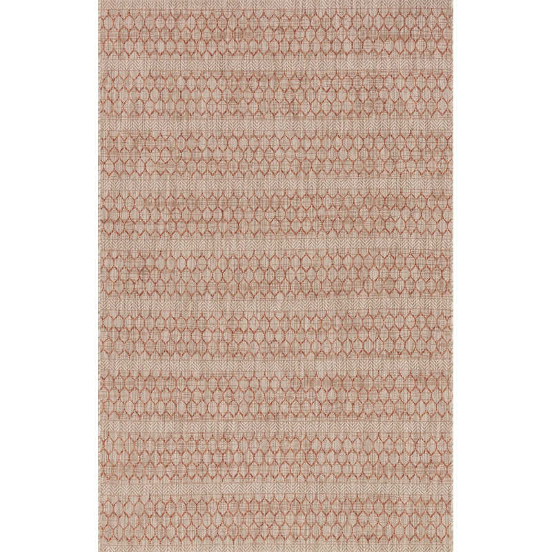 Tapis rayé beige intérieur / extérieur Isle, Rectangle 5 pi 3 po x 7 pi 7 po