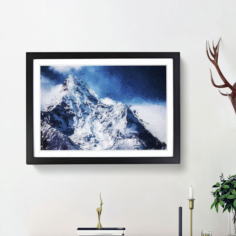 Ama Dablam Mountain In Nepal - Single Picture Frame Painting, 45cm H x 63cm W x 2cm D, Black Framed