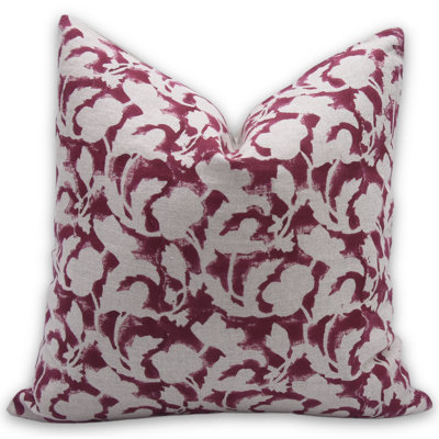 Fabdivine Sulit Red Block Print Pillow Cover 18x18 Handmade Floral Cushion Case for Sofa Couch Living Room Décor