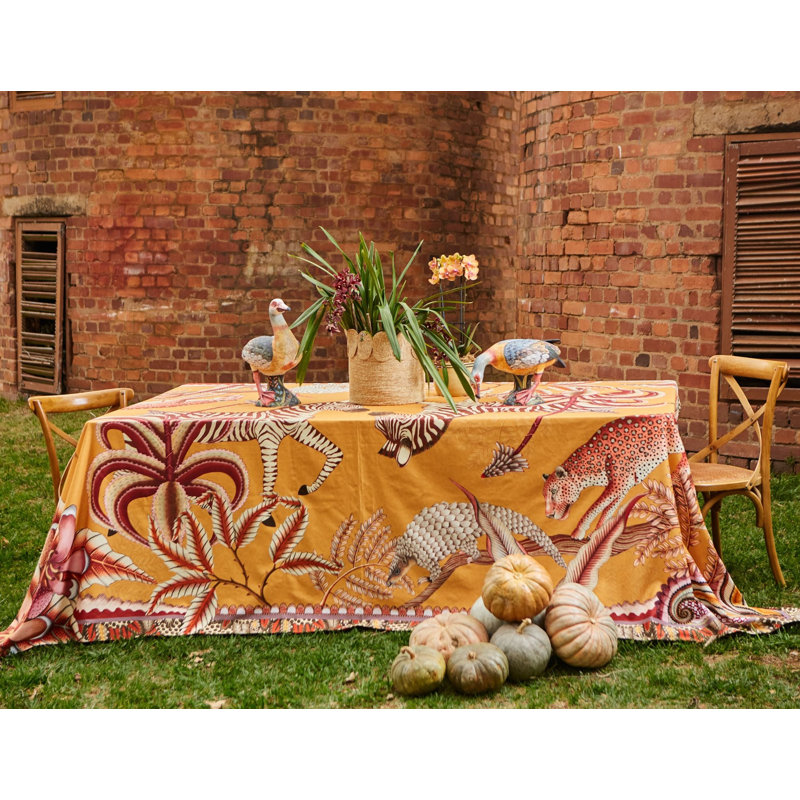 Ardmore Cotton Tablecloth, 138" Rectangle, Orange