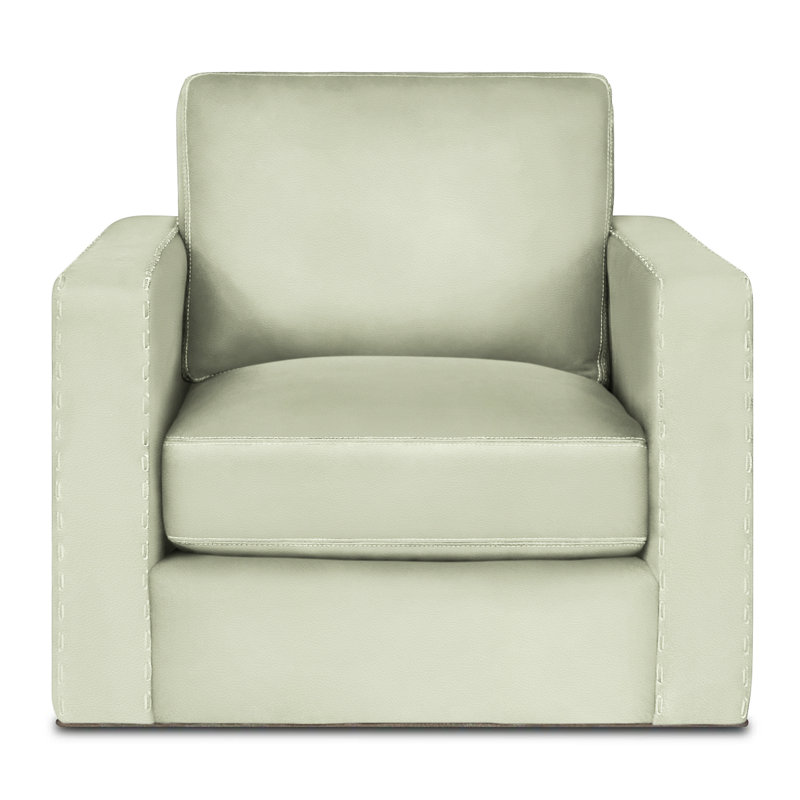 Fauteuil en cuir véritable Magdalena, Argent (doux au toucher), Acier inoxydable