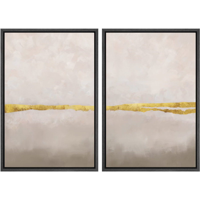 Ensemble de 2 peintures encadrées sur toile, Noir, H 24 po x l 32 po x P 1,5 po