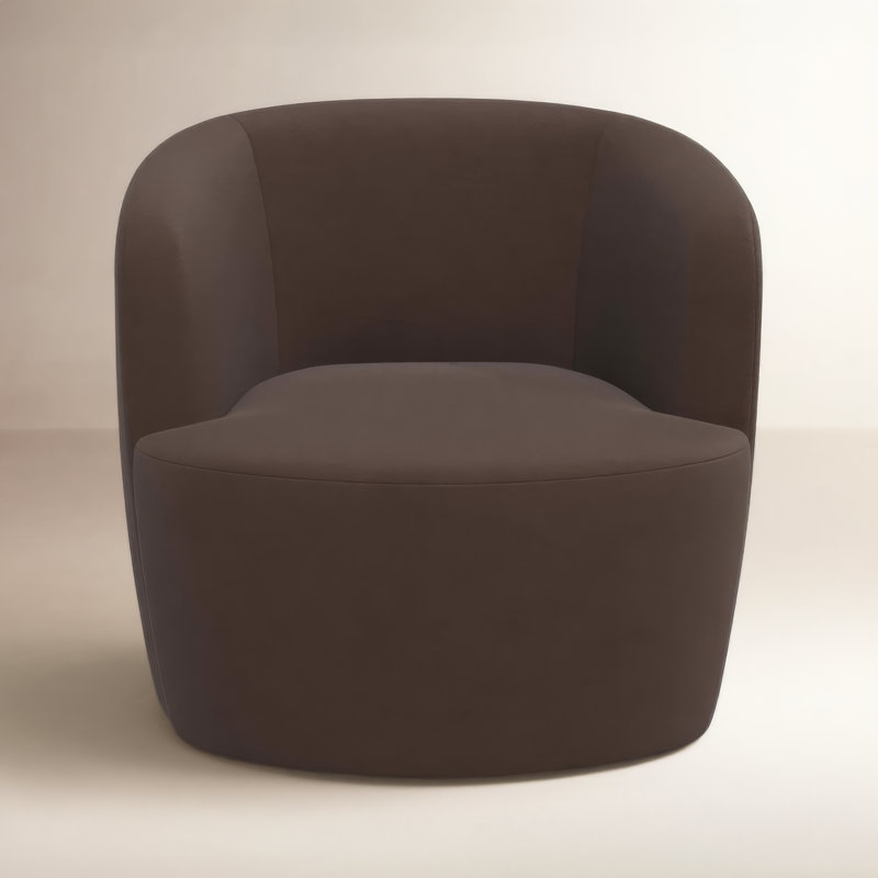 Maya Swivel Chair In Boucle, Classic Chocolate Velvet