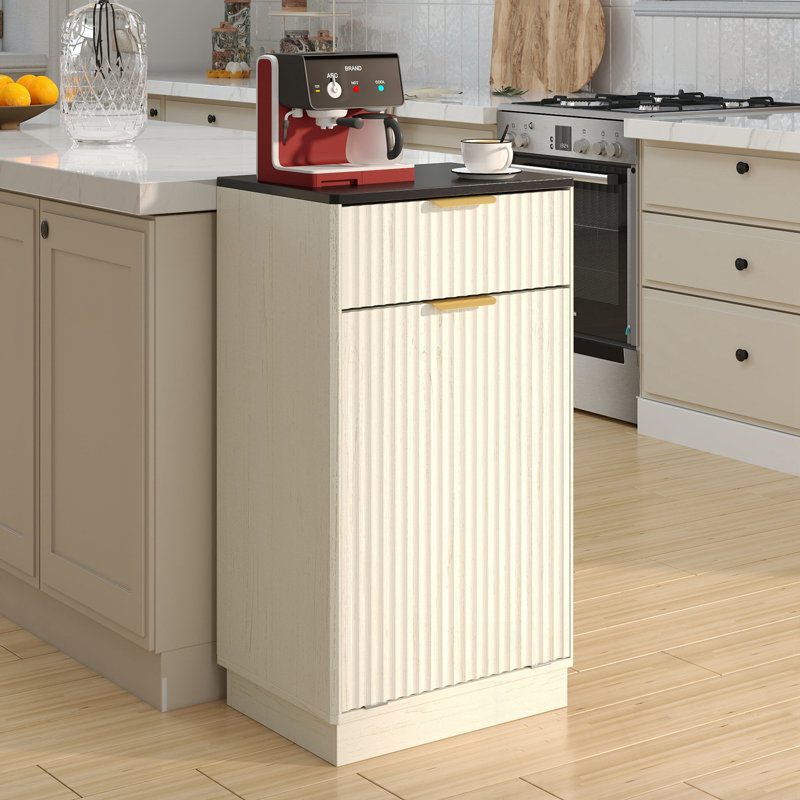 Vosburgh with Tilt-Out Trash Can Cabinet and one drawer, Ancient White