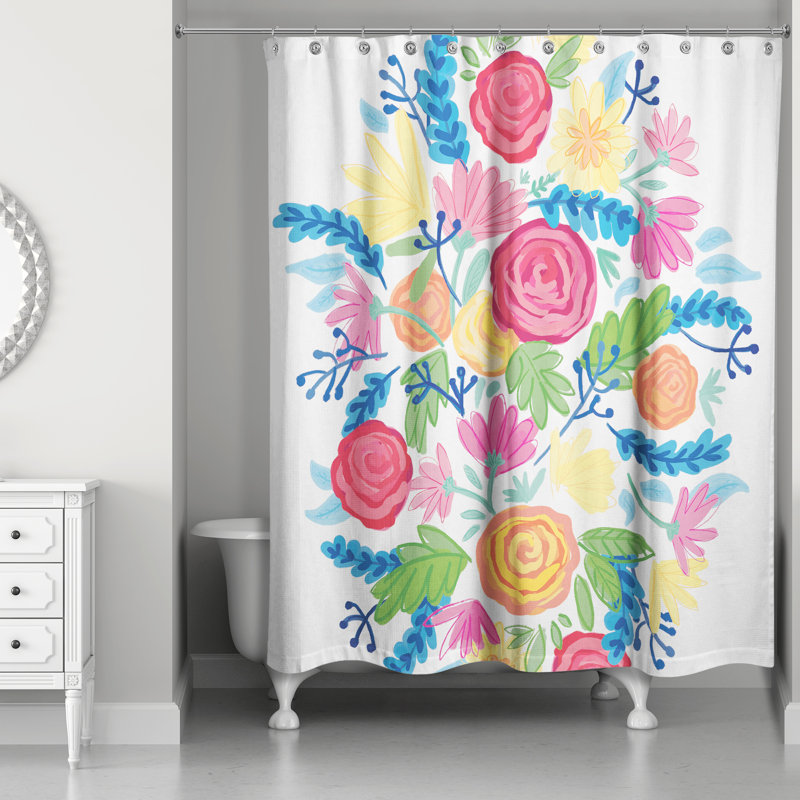 Rideau de douche simple floral Kubik