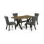 Ensemble de table de salle à manger 5 pièces comprenant une table de cuisine rectangulaire avec pieds en X et 4 chaises de salle à manger Parson en tissu Gotham foncé, noir brossé-1972294721-1972294732-1972294733