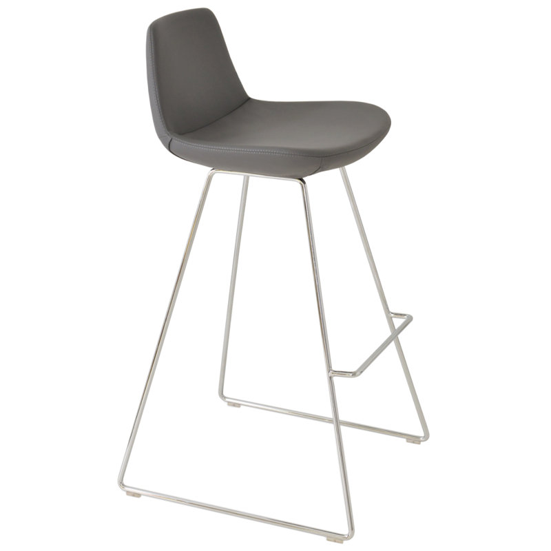 Bakhita Upholstered Counter Stool with Metal Frame, Gray