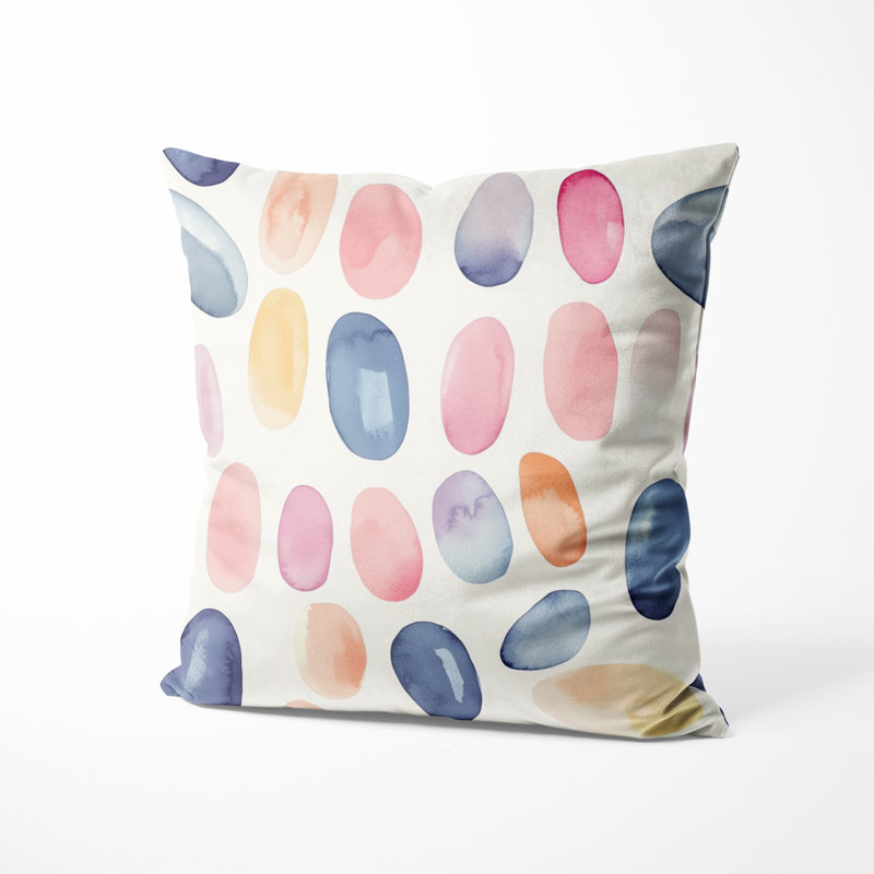 Geometric Shapes Decorative Throw Pillow - Red Jellybean Shapes Printed Cushion, 16"H x 16"W