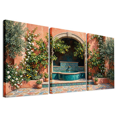 Ensemble d'art mural sur toile en forme de citronnelle avec fleurs blanches et terre cuite