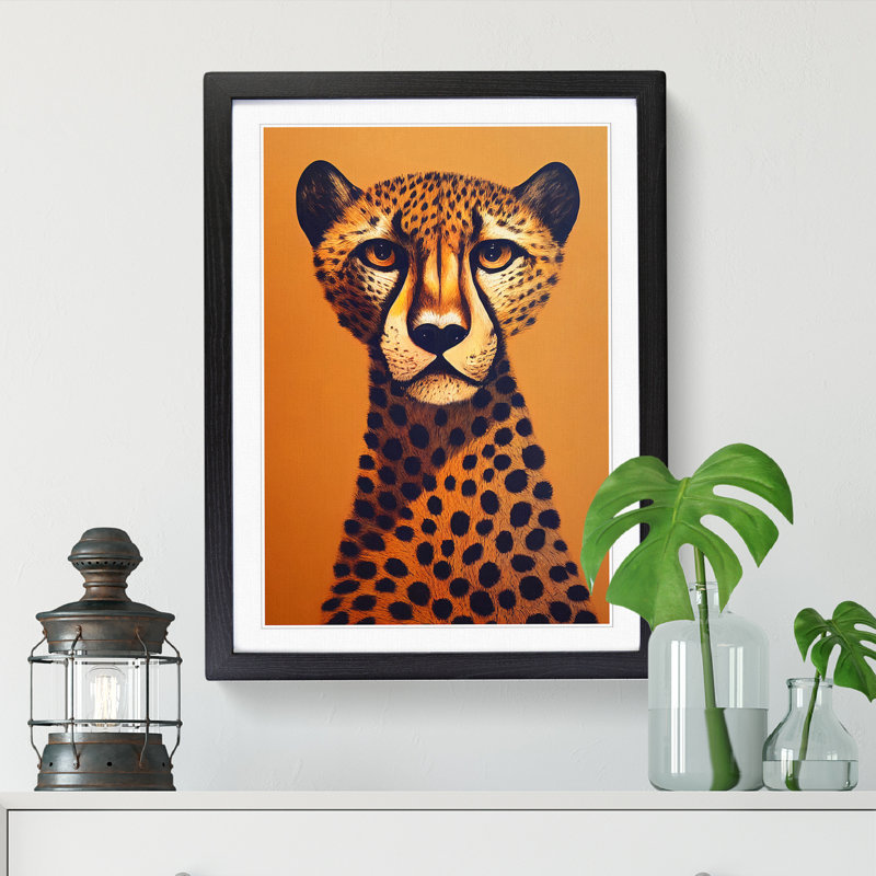 Unique Cheetah Art Vol.1 - Single Picture Frame Print, 64cm H x 46cm W x 2cm D, Black