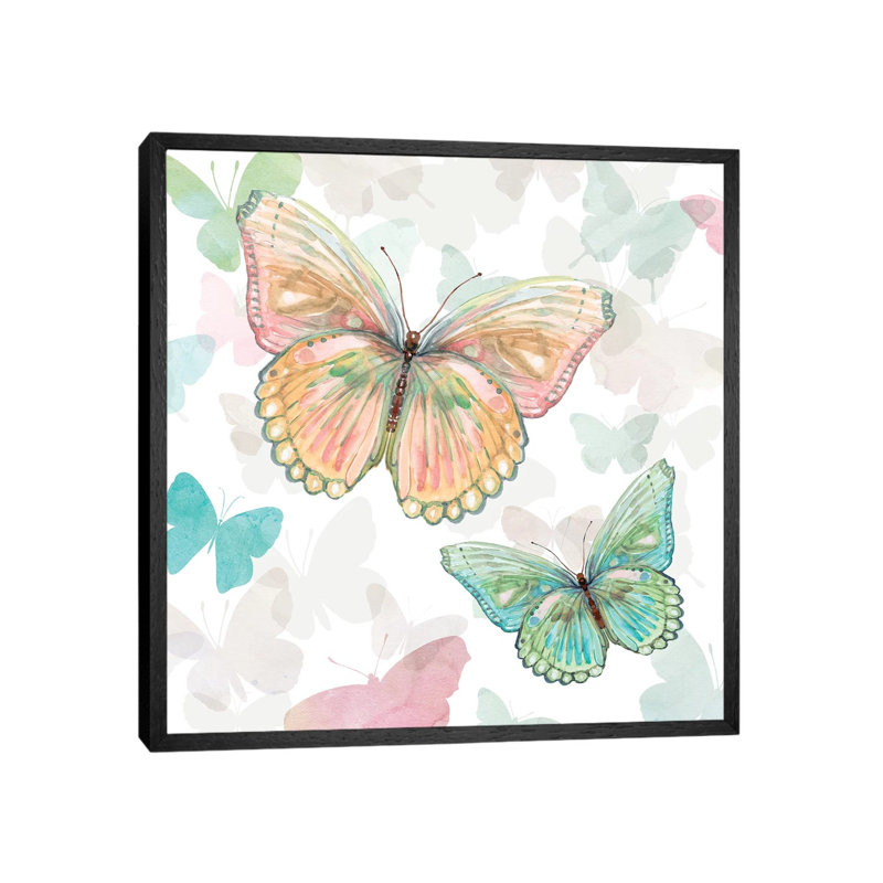 Asbury Garden Butterflies I by Carol Robinson - Print on Canvas, 45.72 cm H x 45.72 cm W, Black Framed