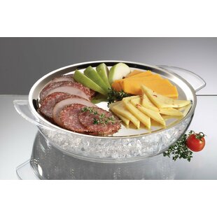 Salad Bowl with Lid and Utensils-5PC Cold Serving Dish Set with Ice  Chamber-For Chilled Pasta, Potato Salad, Fruit and More by Classic Cuisine