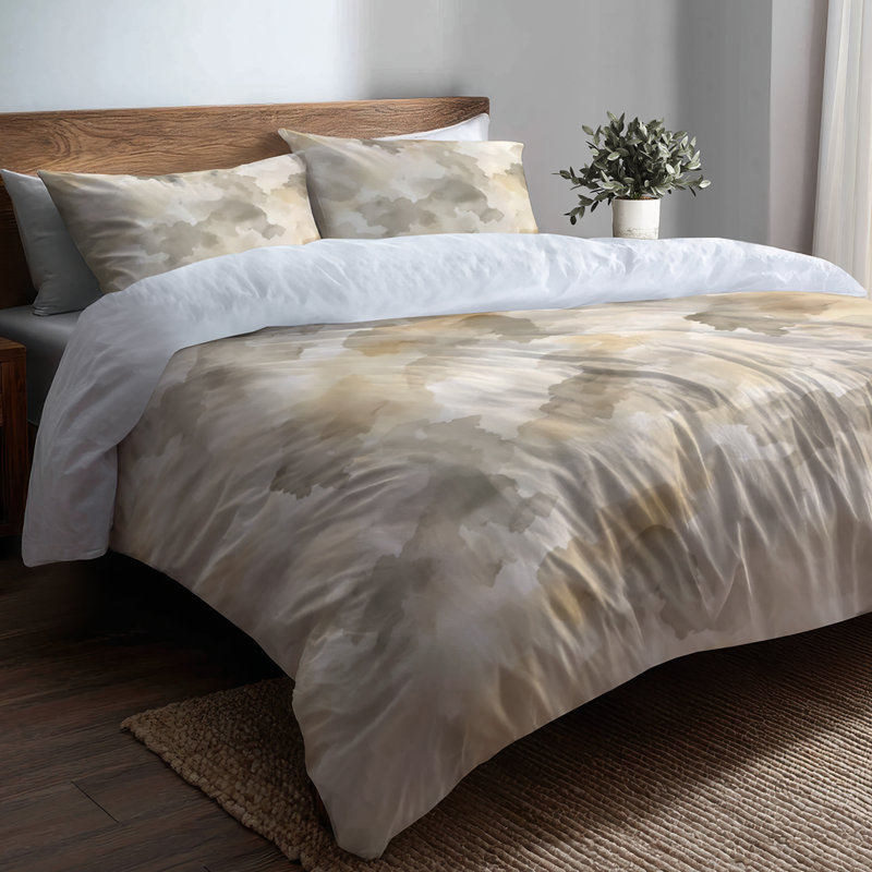 Ensemble de literie abstraite de 6 - brume chaude orange avec taies décoratives et coussins décoratifs