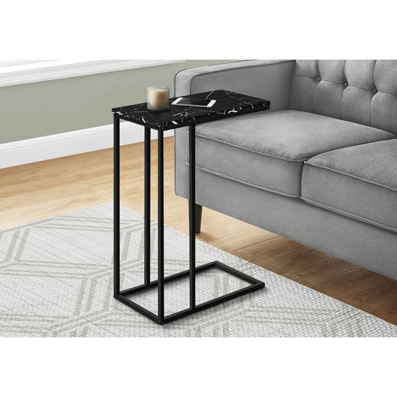 Table d'appoint en métal, stratifié, Noir / blanc, Noir