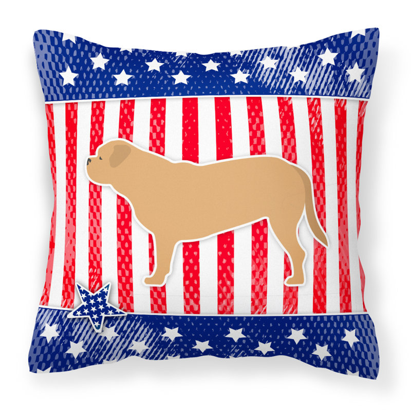 Coussin intérieur / extérieur Patriotic, H 14 po x l 14 po x P 3 po, Bleu/rouge/beige