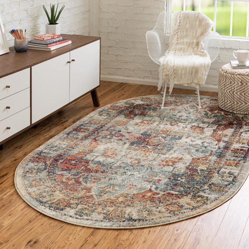 Alresford Oriental Blue Area Rug, Oval 3'3" x 5'3"