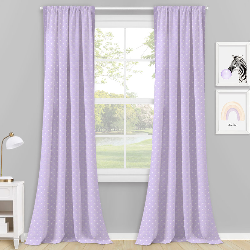 Suitland Polka Dots Max Blackout Thermal Rod Pocket Curtain Panel, 52" W x 84" L, Lavender