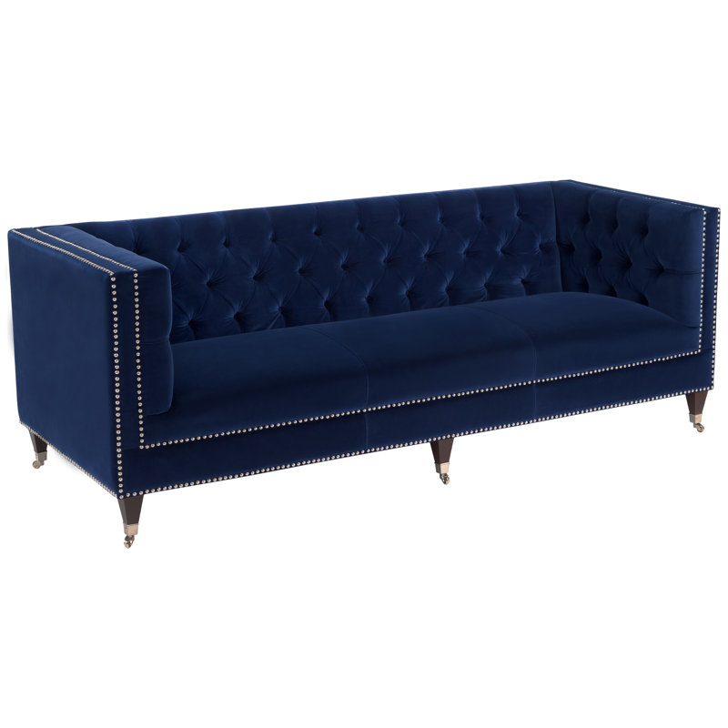 Tyrone Upholstered 84.3'' Sofa, Navy Blue Velvet