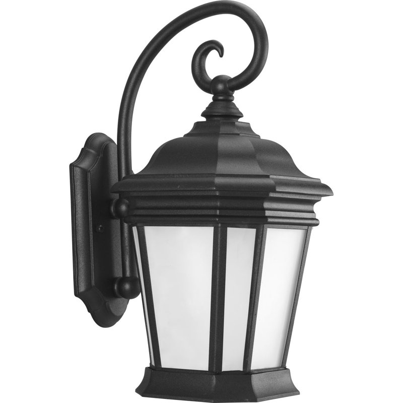 Lanterne murale d'extérieur en verre givré Rawson, Noir, H 16,75 po x l 8,5 po x P 11 po