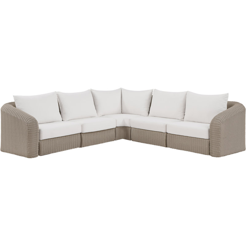 Canapé modulaire d'extérieur en oléfine de 123,25 po Belleville, 5, Cream, Taupe