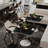 Square Faux Marble Dining Table with Titanium Gold Legs (31.5")-1932917940