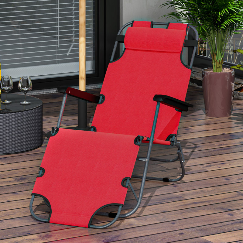 135cm Long Reclining Single Chaise with Cushions, Red