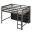 Lit mezzanine double gris avec 8 grandes tablettes et - Économie d'espace pour les familles, tablettes en bois massif dans de petits espaces, fonctionnelle