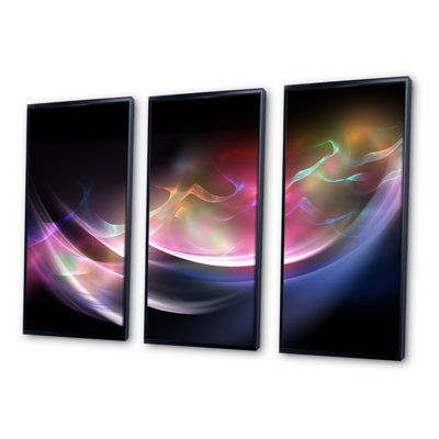 Ensemble de 3 toiles abstraites encadrées sur toile 3D