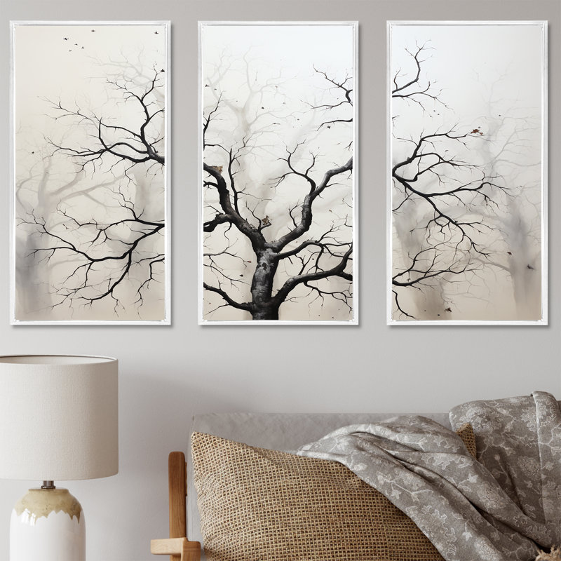 Ensemble de décorations murales érable blanc et gris minimalisme blanc et gris, H 40 po x l 60 po x P 1 po