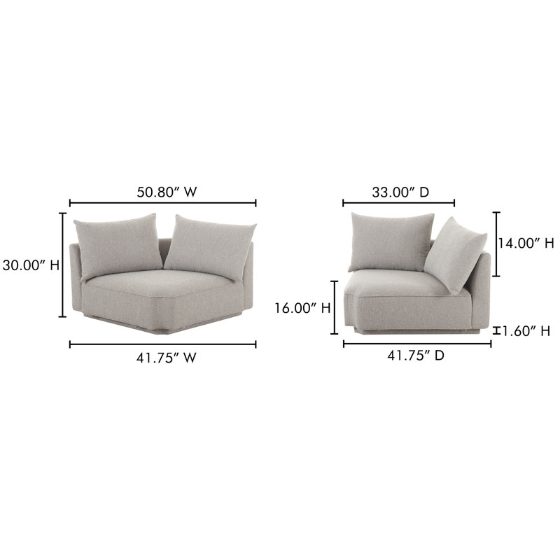 Catalya Upholstered Corner Chair, Novax Light Grey Boucle