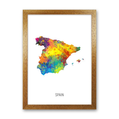 Spain Watercolour Map by Michael Tompsett - Print