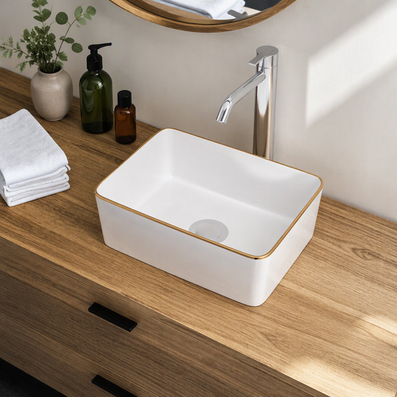 Lavabo de salle de bain rectangulaire en céramique 16X12