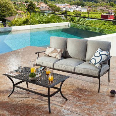 Vlachavas 2-Piece Outdoor Patio Deep Seating Sofa Set with Cushions and Coffee Table by Red Barrel Studio