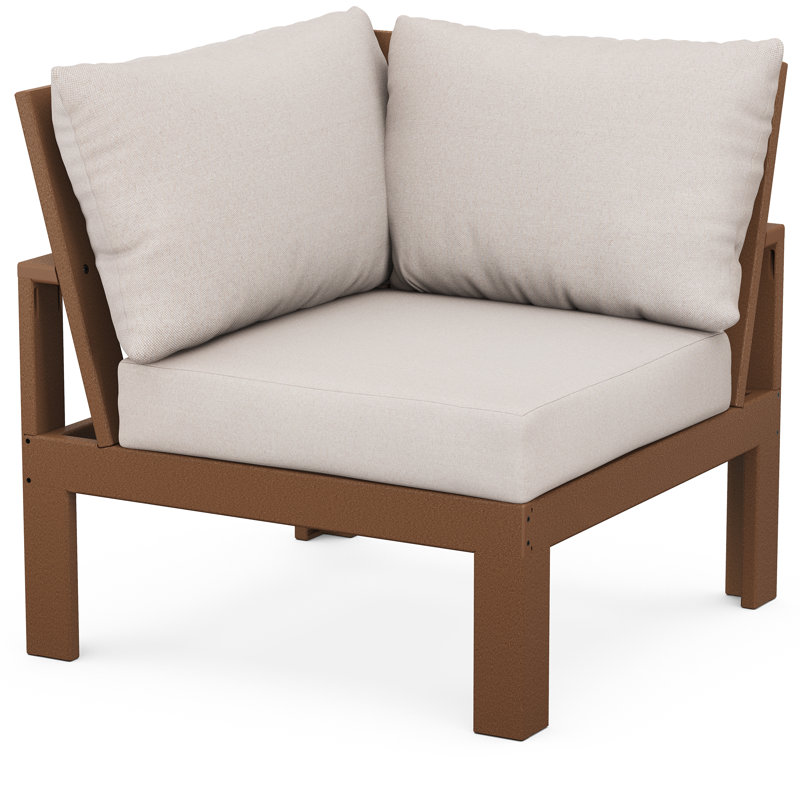 Edge Modular Corner Chair, Teak, Dune Burlap Revolution®