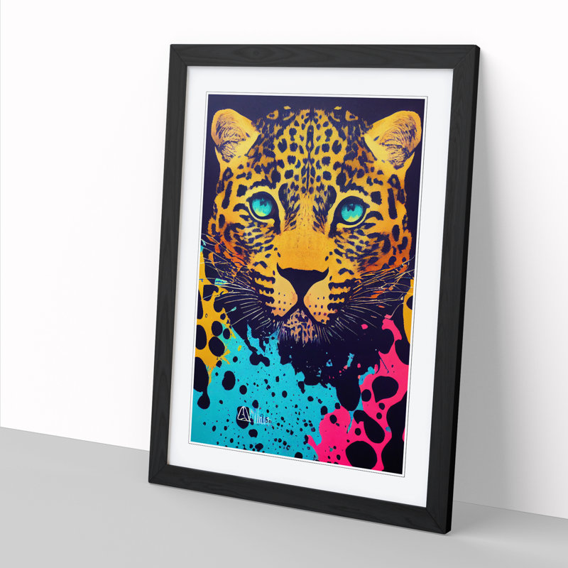Leopard Paint Splatter Vol.1 - Picture Frame Print, Black, 46cm H x 34cm W x 2cm D