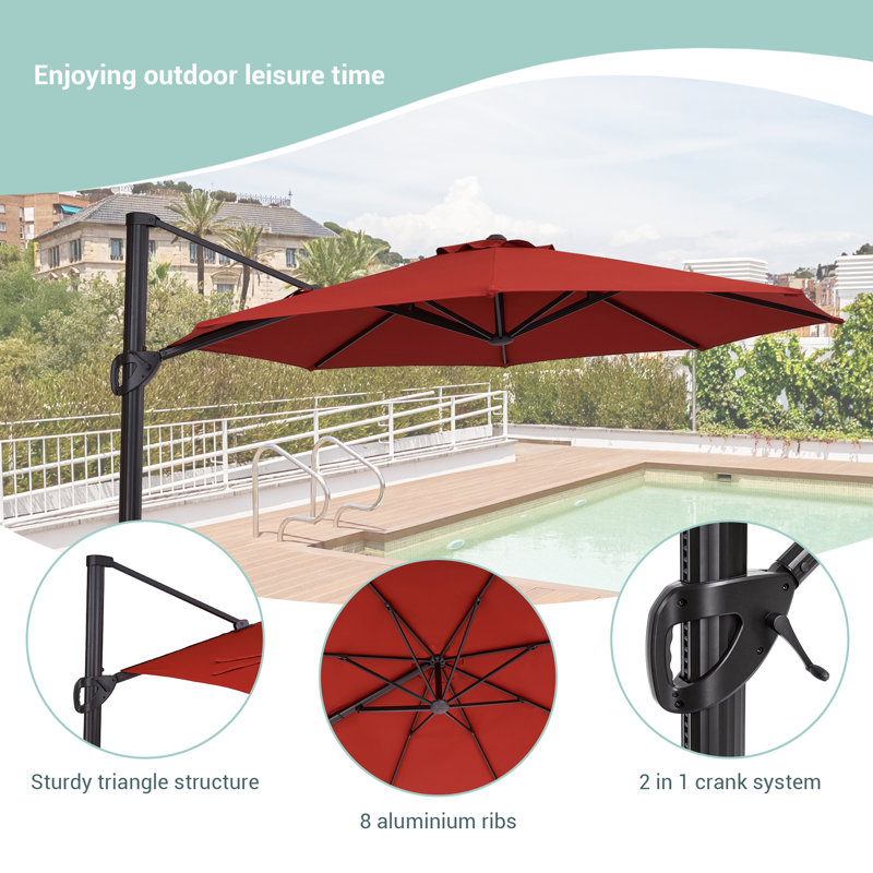 Parasol suspendu 11 pi Urbanna, Rouge